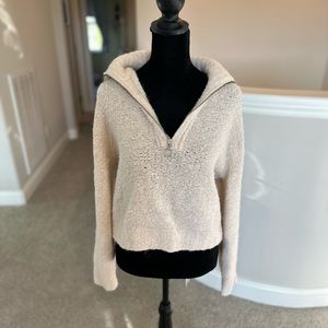 Beige Turtleneck with Half Zip